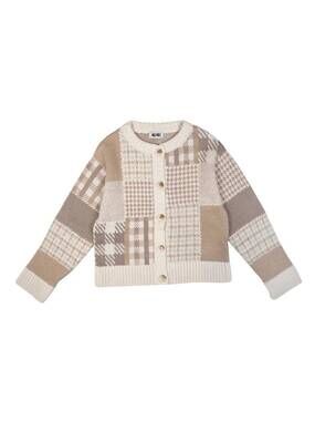 NEW GIGI women's patchwork cardigan in multi beige